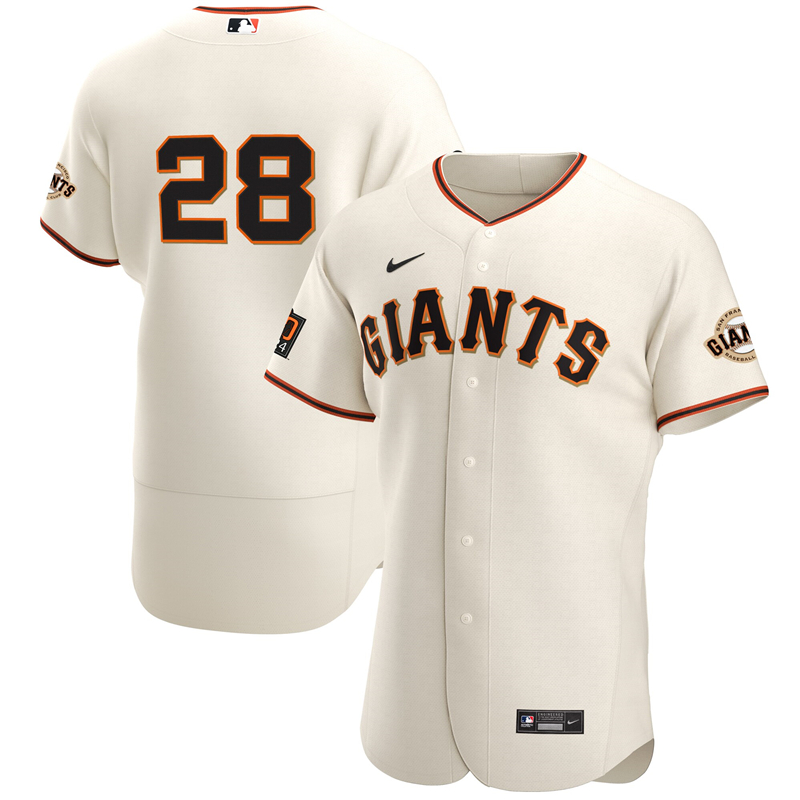 2020 MLB Men San Francisco Giants 28 Buster Posey Nike Cream Home 2020 Authentic Player Jersey 1
